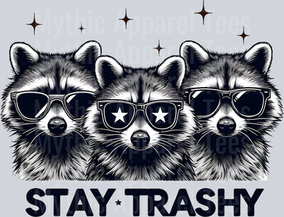 Stay Trashy racoons with glasses thugs DTF Racoon Transfers