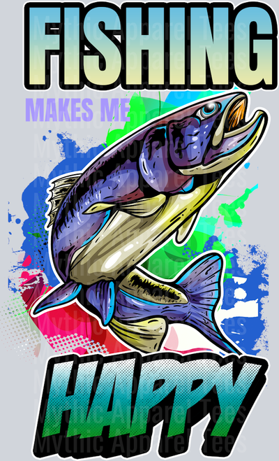 10. FISHING MAKES ME HAPPY DTF Fishing Transfers
