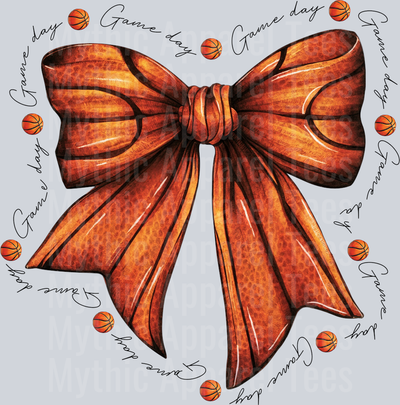 Basketball Bow with black gameday and basketballs cute DTF Sports Transfers