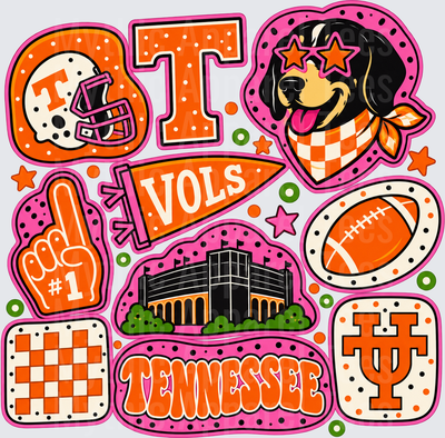 Tennessee Vols Football Fan Collage Orange and Pink Neyland Stadium Smokey Dog Number One Foam Finger