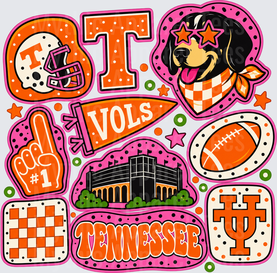 Tennessee Vols Football Fan Collage Orange and Pink Neyland Stadium Smokey Dog Number One Foam Finger
