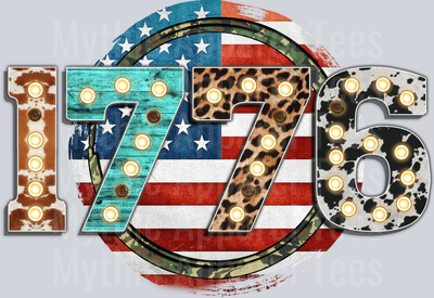 Western 1776 Stripes and wood style 4th of July DTF Patriotic Transfers