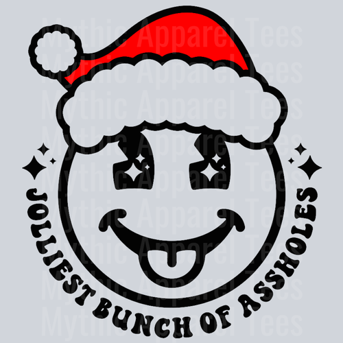Jolliest Bunch Of Assholes Pocket Design Wavey Retro Style Funny Shirt Design