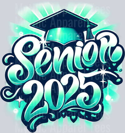 002 Airbrushed Senior 2025 Mint DTF 2025 Senior Graduation Transfers