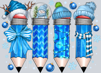 Winter Pencils Blue Winter Season Bundled Up Teacher