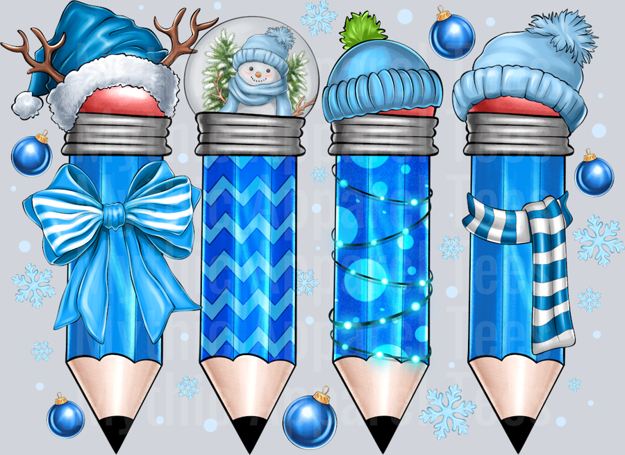 Winter Pencils Blue Winter Season Bundled Up Teacher