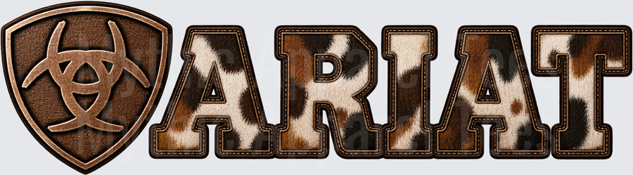 Ariat Cowhide Print Logo with Leather Shield Emblem Western Design