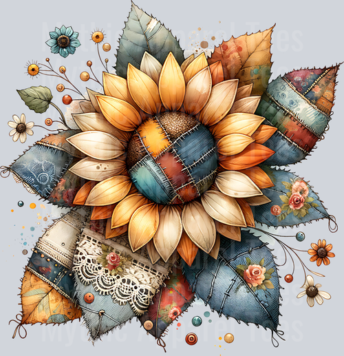 PATCHWORK SUNFLOWER CLIPART