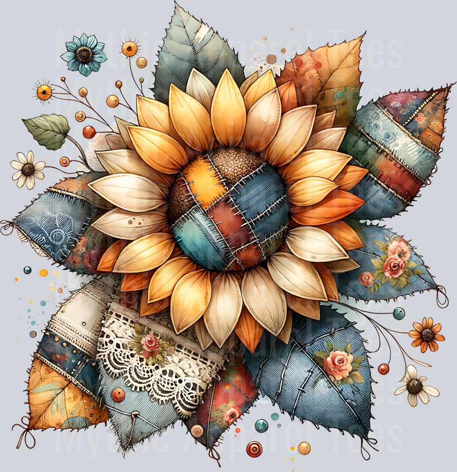 PATCHWORK SUNFLOWER CLIPART
