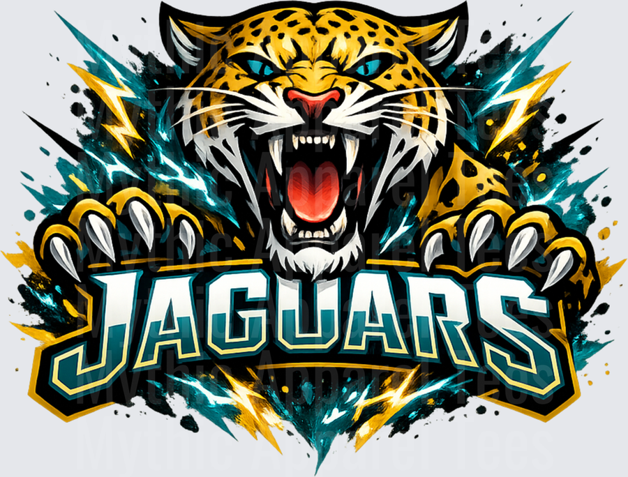 NFL Jaguars Fierce Roaring Jaguar Lightning Bolt Mascot