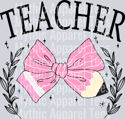 Teacher bow wreath DTF Teacher Transfers