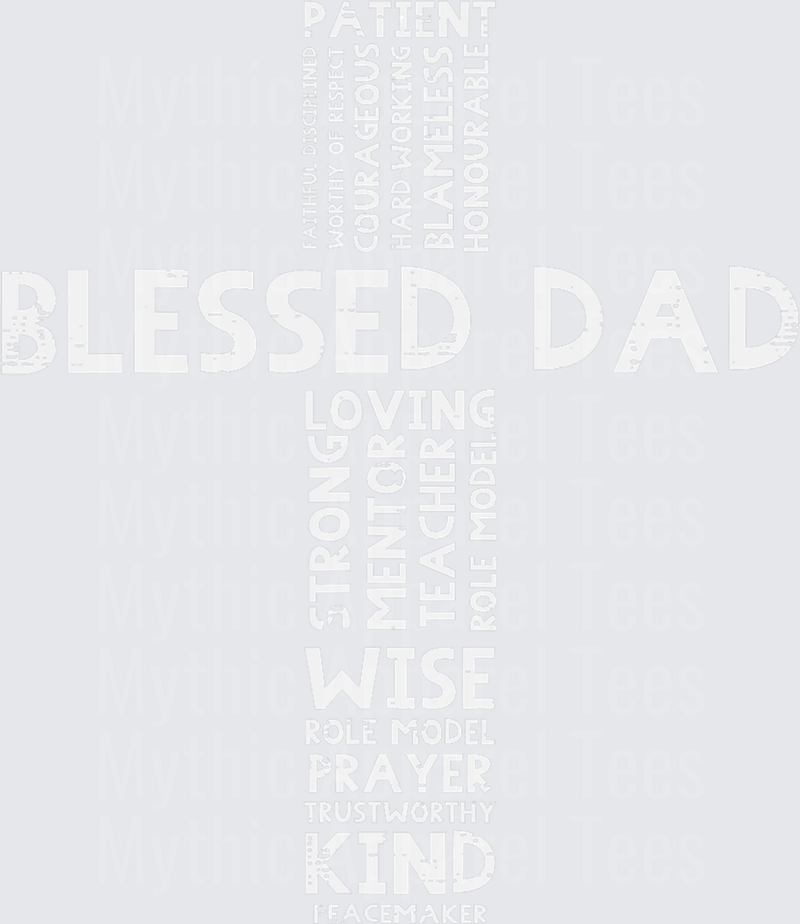 Blessed Dad Christian Cross Word Cloud Faith Father Typography