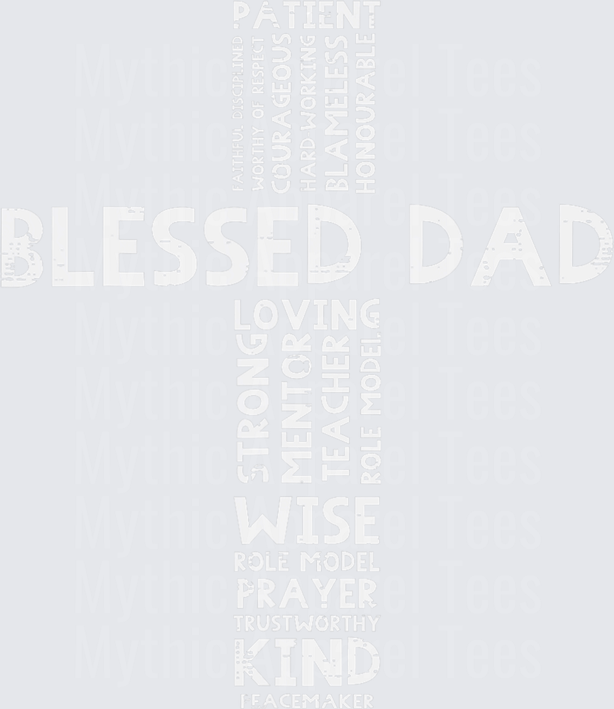 Blessed Dad Christian Cross Word Cloud Faith Father Typography