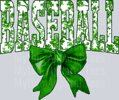 Green Baseball College Font Floral Pattern School Spirit & Sports