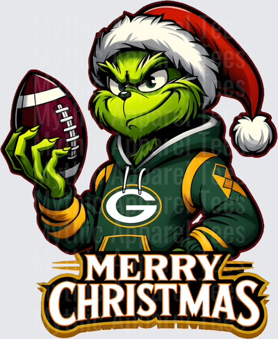 Grinch Santa Hat Green Bay Packers Hoodie Football Merry Christmas