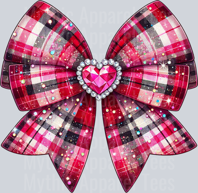 Bow red and pink plaid Style Combo Valentines Day Design