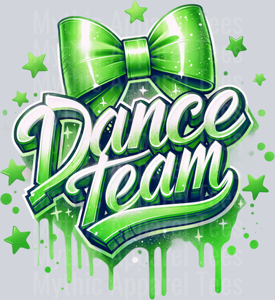 Dance Team Airbrushed Green DTF Dance Team Transfers