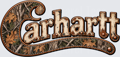 Carhartt Mossy Oak Camo Leather Stitch Distressed Logo Design