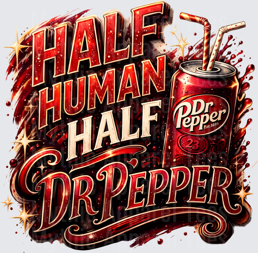Dr Pepper Half Human Half Dr Pepper Can with Straw Design