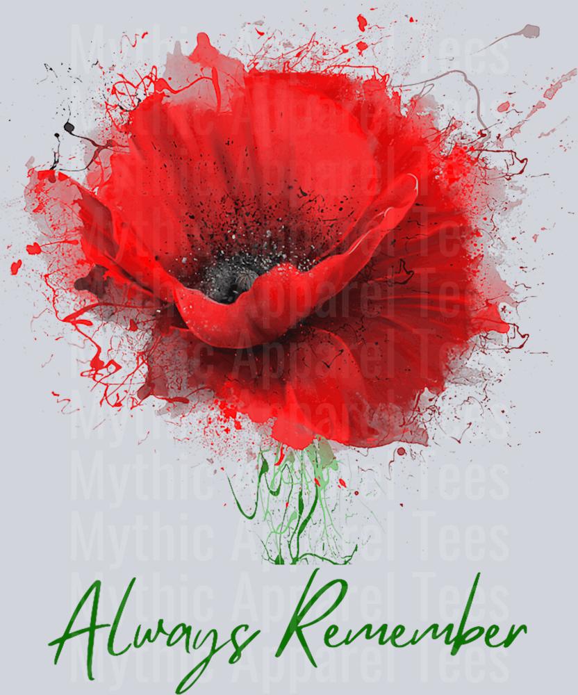 Always remember flower with stem Memorial day flower DTF Memorial Day Transfers