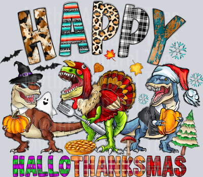 Happy HalloThanksMas Thanksgiving Christmas DTF Holiday Transfers