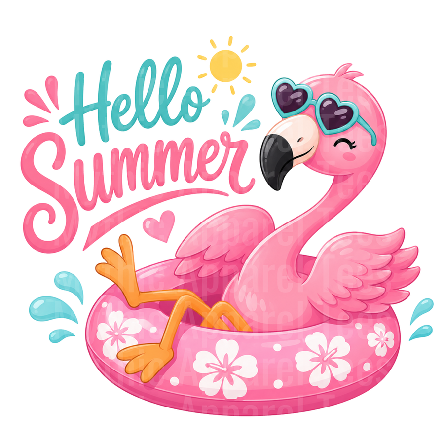 Flamingo Hello Summer Cute Pink Flamingo on Floral Pool Float