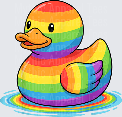 Jeep Ducks Rainbow Pride Striped Rubber Duck Floating in Water