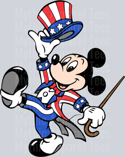 Mickey Mouse Conductor USA Top hat DTF Patriotic Disney Transfers