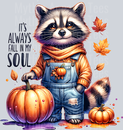 ITS ALWAYS FALL IN MY SOUL RACCOON WATERCOLOR