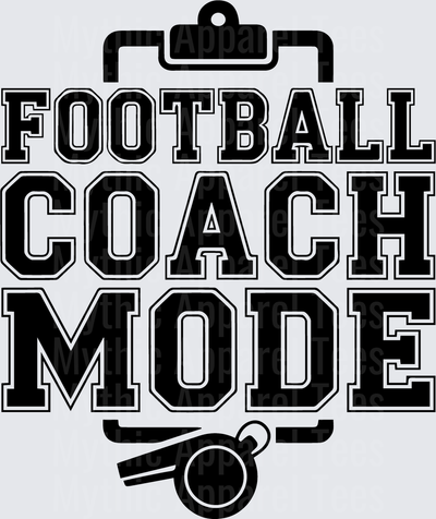 American Football Coach Mode Bold Varsity Lettering with Clipboard and Whistle