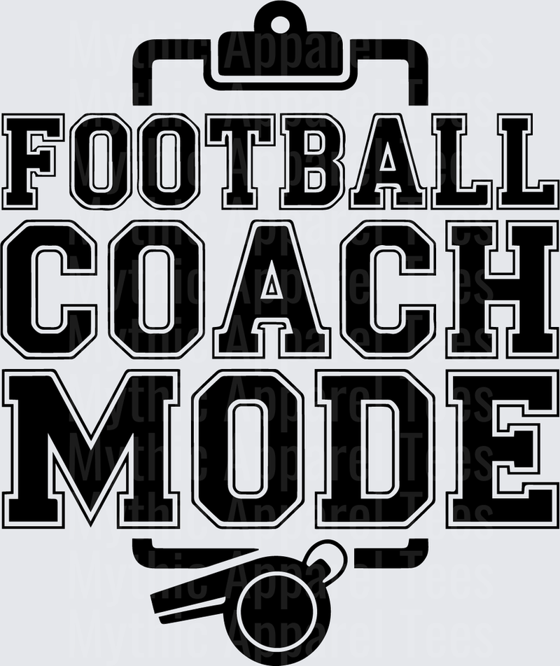 American Football Coach Mode Bold Varsity Lettering with Clipboard and Whistle