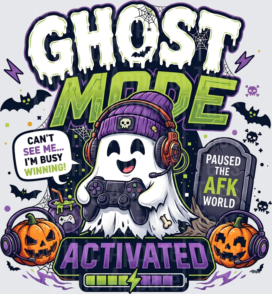 Ghost Mode Activated Gamer Ghost with Headset Controller Pumpkins Halloween Gaming Design Can't See Me I'm Busy Winning Paused The AFK World