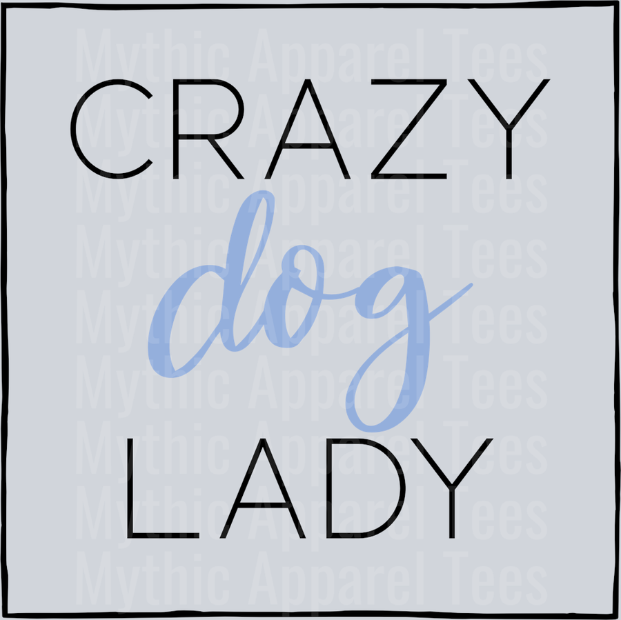 Crazy dog lady frame black and blue DTF Dog Transfers