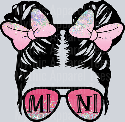 MINI Sassy Bow with Glitter Glasses DTF Mom Transfers