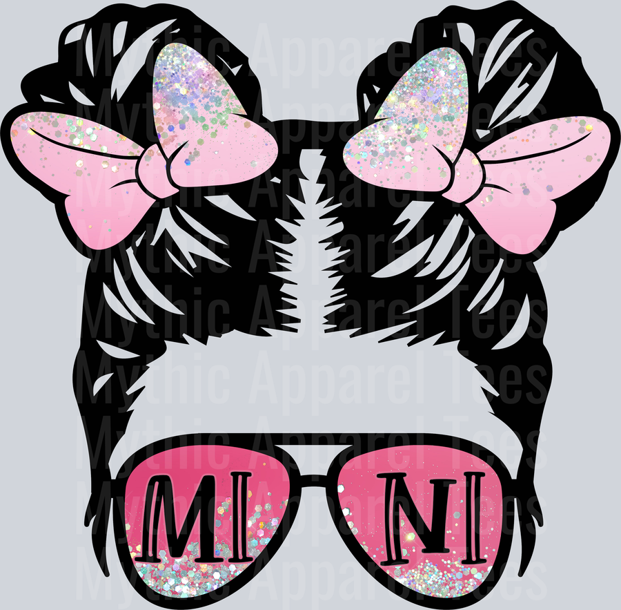 MINI Sassy Bow with Glitter Glasses DTF Mom Transfers