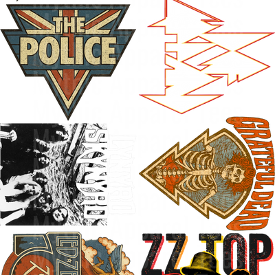 Classic Rock GANG SHEET 10 FULL SIZE IMAGES