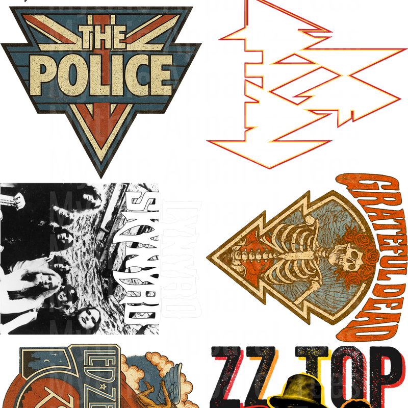 Classic Rock GANG SHEET 10 FULL SIZE IMAGES