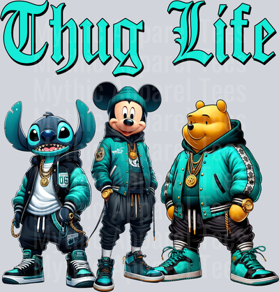 Mickey Mouse Stitch And Pooh bear Disney Characters DTF Thug Life Transfers