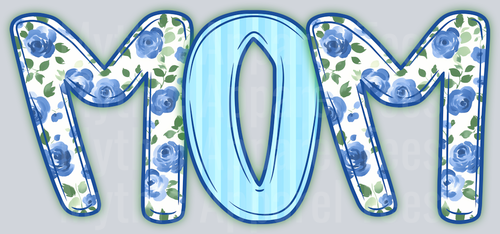 Mom Light Blue Floral Pattern DTF Mom Transfers