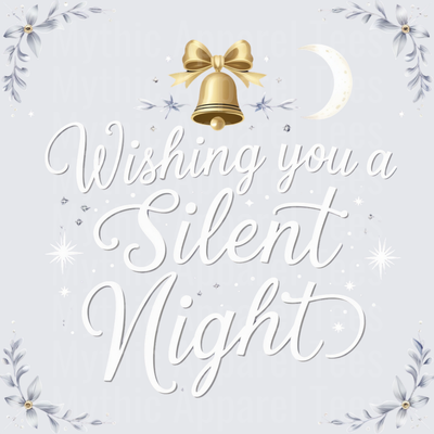 Christmas Wishing You A Silent Night Gold Bell Floral