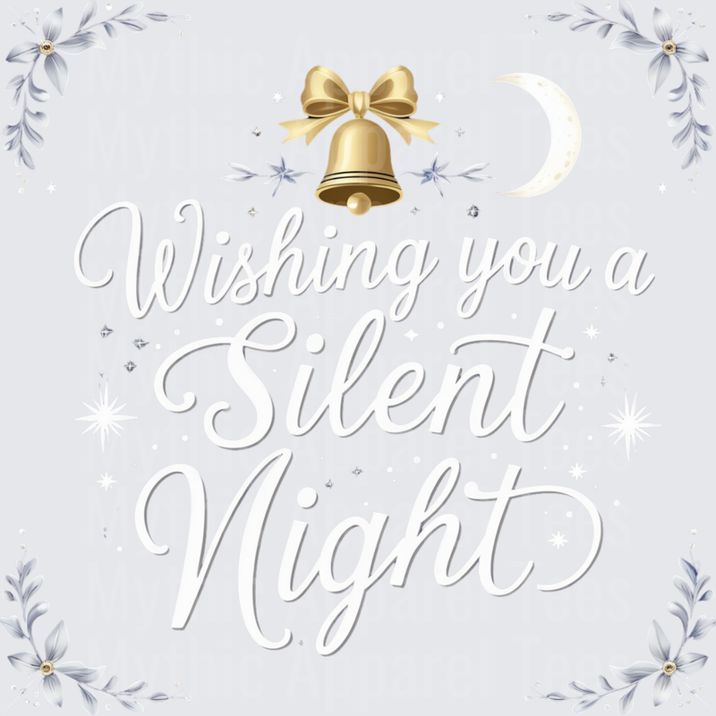 Christmas Wishing You A Silent Night Gold Bell Floral