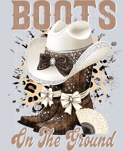 White hat and brown boots Boots on the Ground DTF Western Girl Transfers
