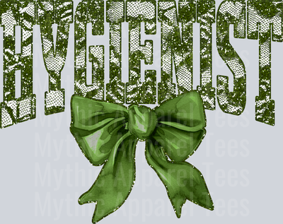 Olive Green Lace Hygienist St Patrick's Day College Font Floral and shamrock pattern