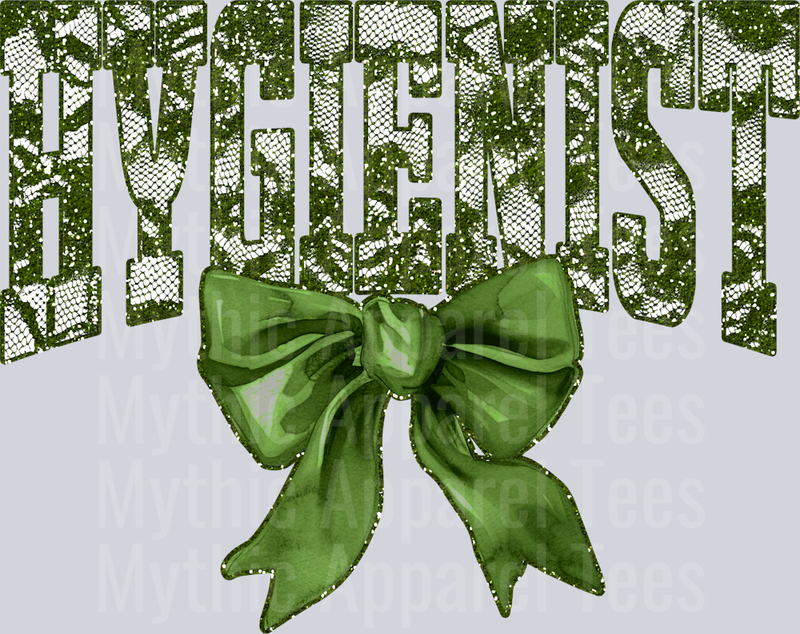Olive Green Lace Hygienist St Patrick's Day College Font Floral and shamrock pattern