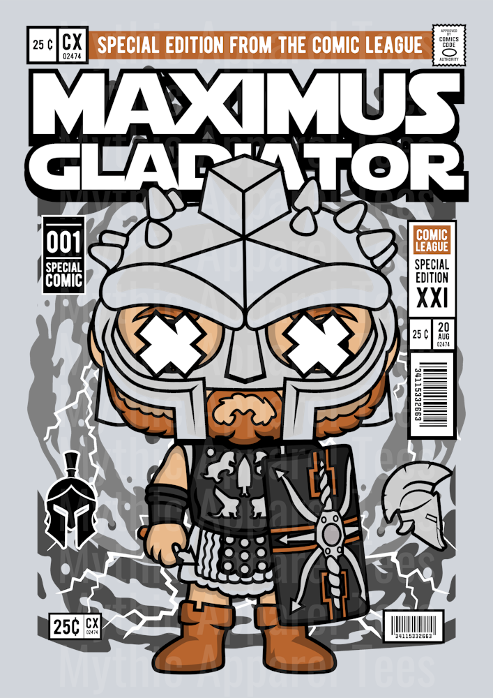 Maximus Gladiator Comic Book Cover STYLE DTF Pop Culture Transfers