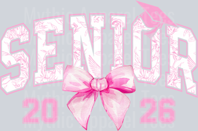 Senior 2026 Coquette Pink Bow Girls Class Of 2026 Graduation Pullover Hoodie