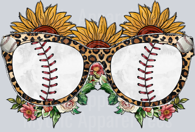 Glasses Baseball Sunflowers and Leopard Western