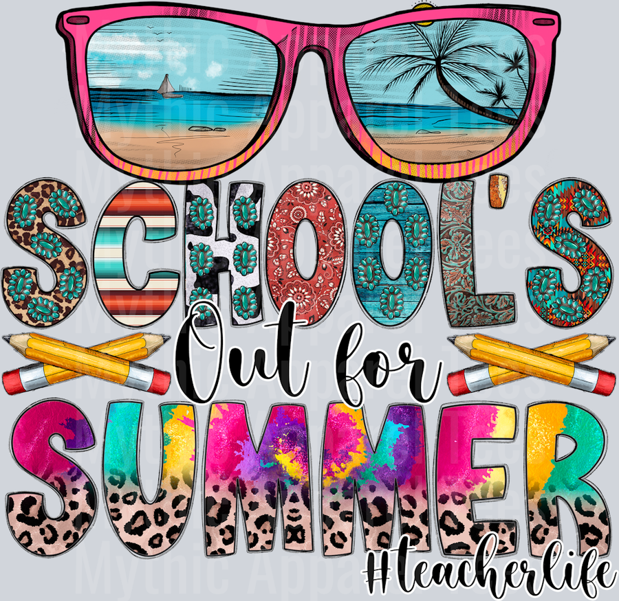 Schools Out For Summer Cheetah Print and Pencils