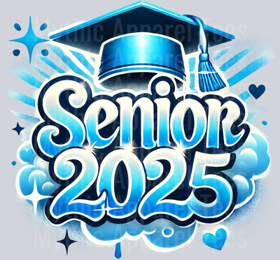 0039 Senior 2025 Light Blue DTF 2025 Senior Graduation Transfers