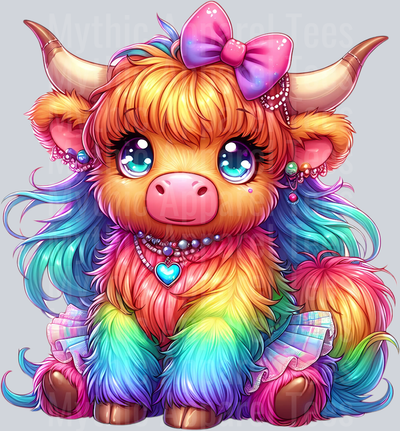 AZ773 Rainbow Highland Cow